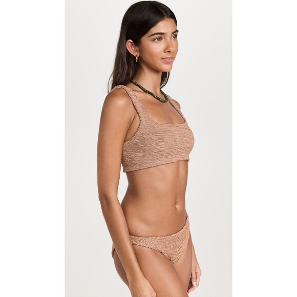 NWOT Hunza G Xandra metallic cocoa Bikini Set size OS - Picture 3 of 7